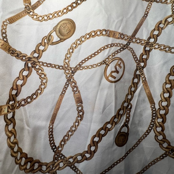 Tell your friends gold chain print silk blouse size L - Picture 5 of 6